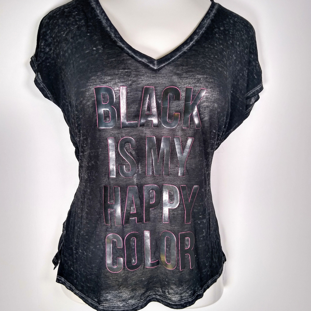 "Black is my Happy Color" Burnout T-Shirt Small
